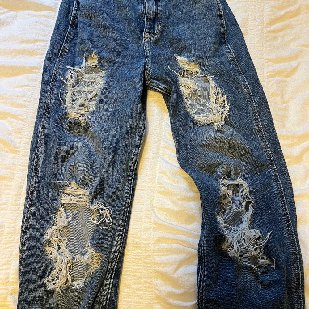 Hollister Blue Boyfriend Jeans Distressed Style